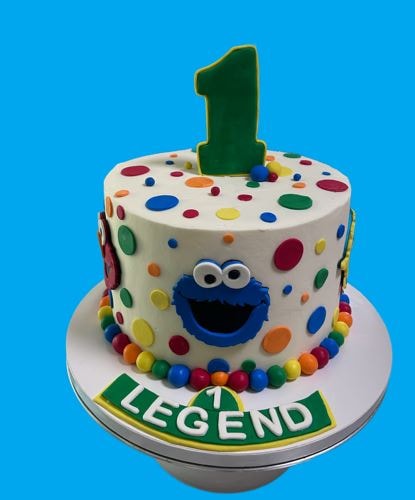 Cookie Monster first birthday cake for Legend