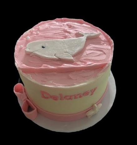 Delaney's pink whale birthday cake