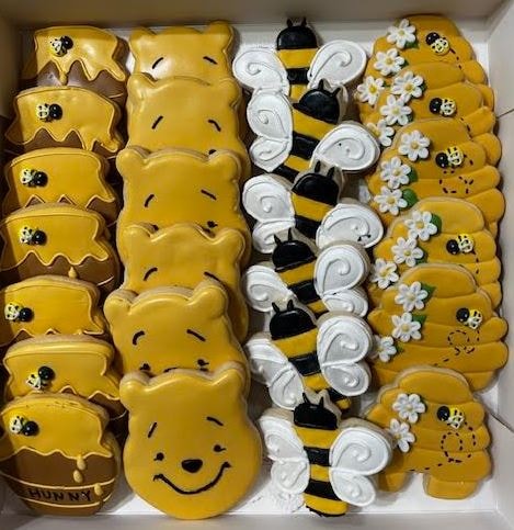 Decorated bee themed cookies gift box