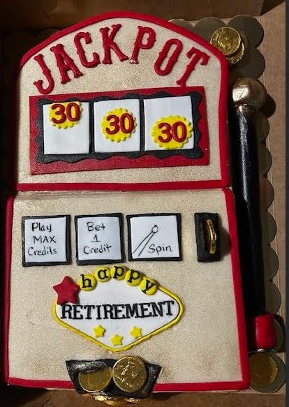 Slot machine themed celebration cake