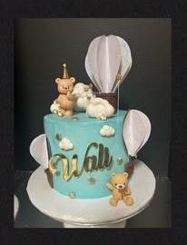 Teddy bear hot air balloon birthday cake
